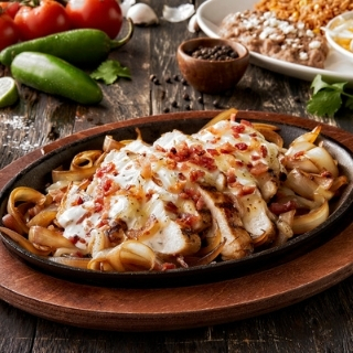 Monterey Ranch Chicken Fajitas: Your favorite mesquite-grilled chicken smothered with melted Jack cheese, crumbled bacon & ranch dressing.