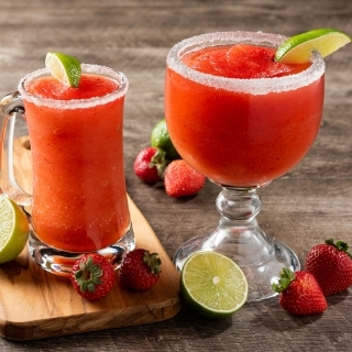 Strawbrrrita: A sweet treat blended with strawberries.